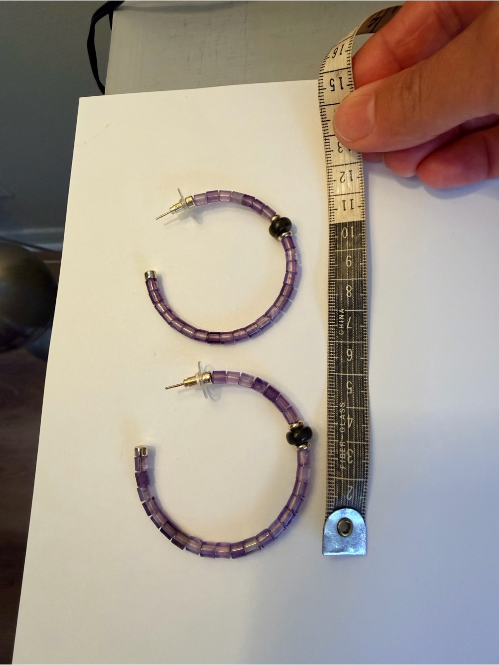 Purple Beaded Hoop Earrings - Women Jewelry